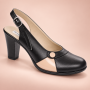 Pantofi dama negri eleganti cu decupaj nude si toc gros PS36ND